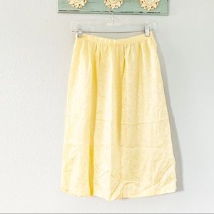 Vintage Yellow Cream Silk A Line Silk Skirt Sz Sm